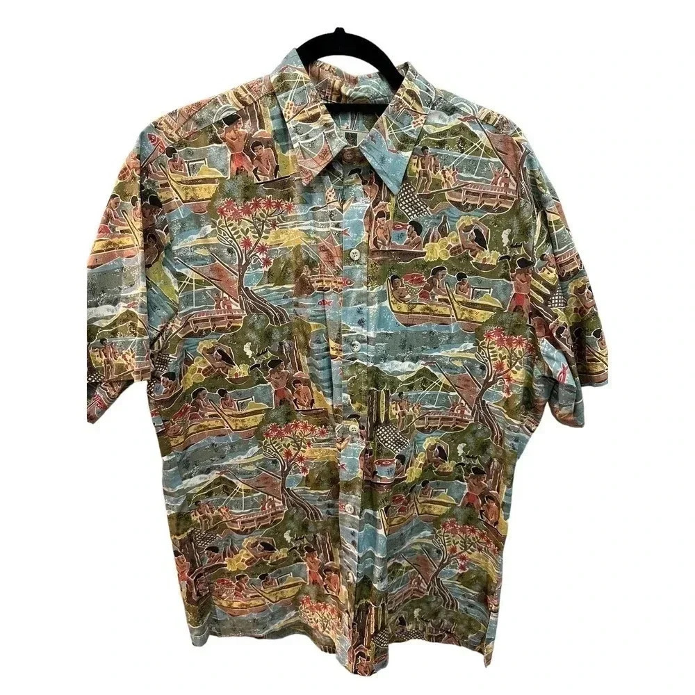 Tori Richard Honolulu Men's Short Sleeve Button Down Collar Shirt Size Large